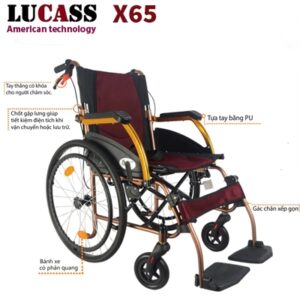 Xe lăn khung nhôm Lucass X65 gấp gọn
