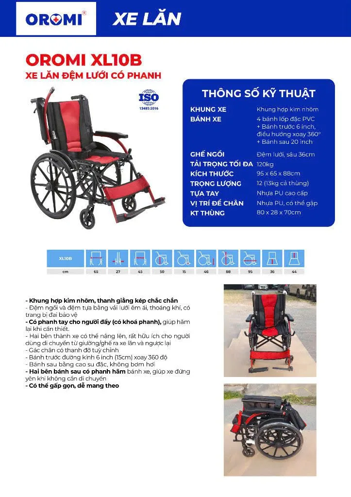 XE LĂN KHUNG NHÔM, NHẤC GÁC TAY OROMI XL10B XE LĂN KHUNG NHÔM, NHẤC GÁC TAY OROMI XL10B